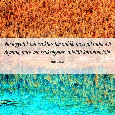 Picture 06 - Máté 6:8 KAR - Ne legyetek hát ezekhez hasonlók; mert jól - Bible Verse Picture