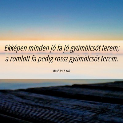 Picture 06 - Máté 7:17 KAR - Ekképen minden jó fa jó gyümölcsöt terem; a - Bible Verse Picture