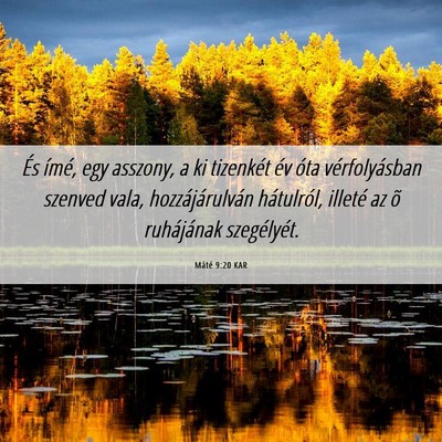 Picture 06 - Máté 9:20 KAR - És ímé, egy asszony, a ki tizenkét év óta - Bible Verse Picture