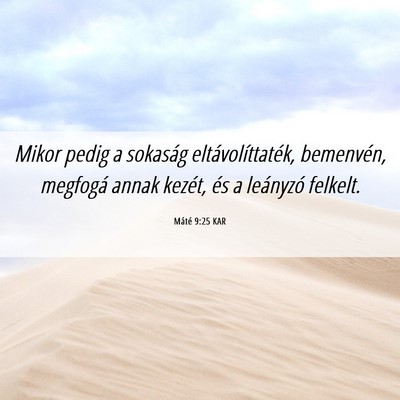 Picture 06 - Máté 9:25 KAR - Mikor pedig a sokaság eltávolíttaték, - Bible Verse Picture