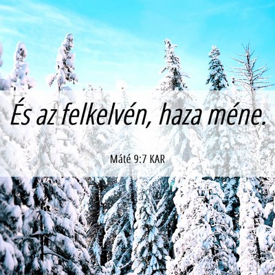 Picture 06 - Máté 9:7 KAR - És az felkelvén, haza - Bible Verse Picture