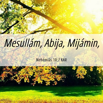 Picture 06 - Nehémiás 10:7 KAR - Mesullám, Abija, - Bible Verse Picture