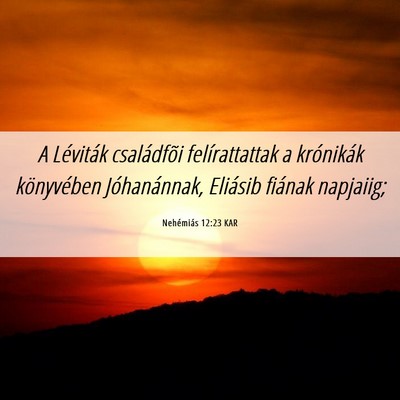 Picture 06 - Nehémiás 12:23 KAR - A Léviták családfõi felírattattak a - Bible Verse Picture