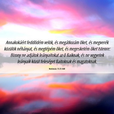 Picture 06 - Nehémiás 13:25 KAR - Annakokáért feddõdém velök, és megátkozám - Bible Verse Picture