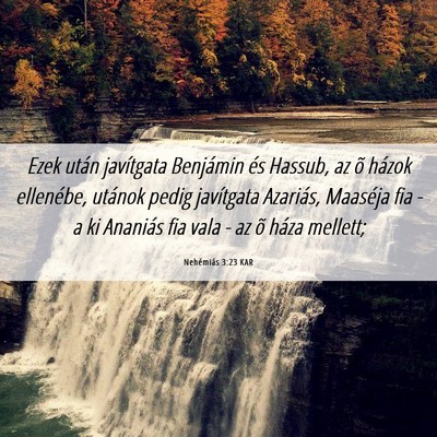 Picture 06 - Nehémiás 3:23 KAR - Ezek után javítgata Benjámin és Hassub, az õ - Bible Verse Picture