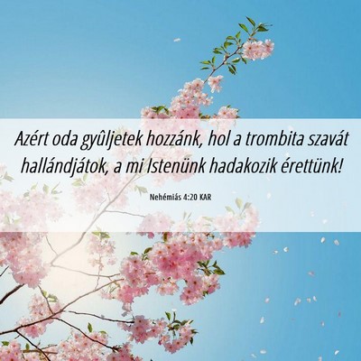 Picture 06 - Nehémiás 4:20 KAR - Azért oda gyûljetek hozzánk, hol a trombita - Bible Verse Picture