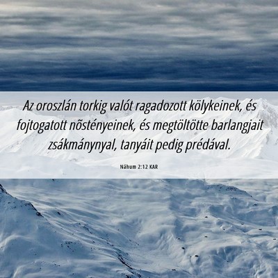 Picture 06 - Náhum 2:12 KAR - Az oroszlán torkig valót ragadozott - Bible Verse Picture