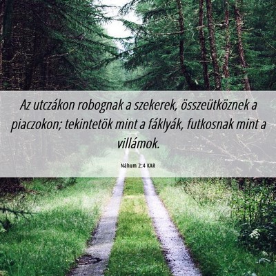 Picture 06 - Náhum 2:4 KAR - Az utczákon robognak a szekerek, - Bible Verse Picture