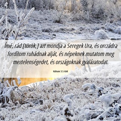 Picture 06 - Náhum 3:5 KAR - Ímé, rád [török,] azt mondja a Seregek Ura, - Bible Verse Picture