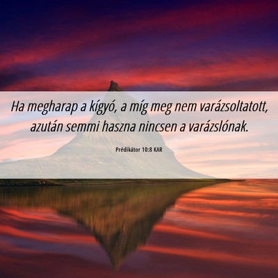 Picture 06 - Prédikátor 10:8 KAR - Ha megharap a kígyó, a míg meg nem - Bible Verse Picture
