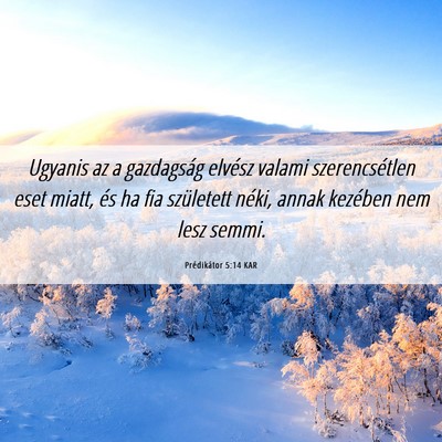 Picture 06 - Prédikátor 5:14 KAR - Ugyanis az a gazdagság elvész valami - Bible Verse Picture