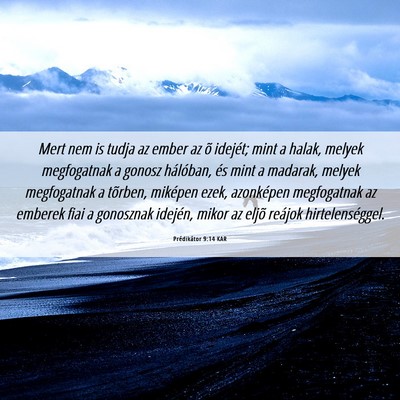 Picture 06 - Prédikátor 9:14 KAR - Mert nem is tudja az ember az õ idejét; mint a - Bible Verse Picture