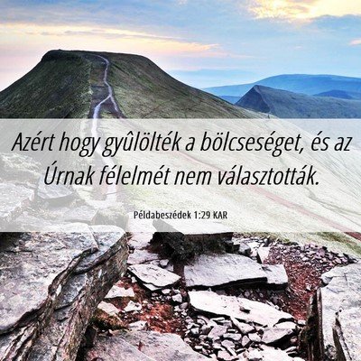 Picture 06 - Példabeszédek 1:29 KAR - Azért hogy gyûlölték a bölcseséget, és az - Bible Verse Picture