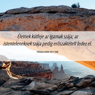 Picture 06 - Példabeszédek 10:11 KAR - Életnek kútfeje az igaznak szája; az - Bible Verse Picture
