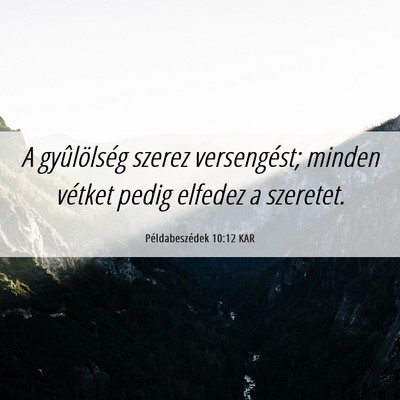 Picture 06 - Példabeszédek 10:12 KAR - A gyûlölség szerez versengést; minden vétket - Bible Verse Picture