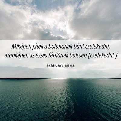 Picture 06 - Példabeszédek 10:23 KAR - Miképen játék a bolondnak bûnt cselekedni, - Bible Verse Picture