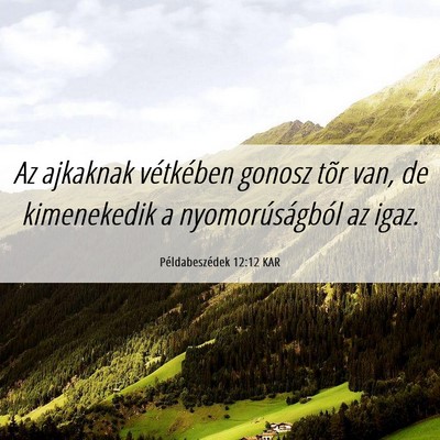 Picture 06 - Példabeszédek 12:12 KAR - Az ajkaknak vétkében gonosz tõr van, de - Bible Verse Picture