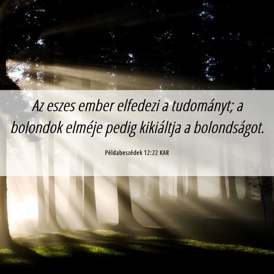 Picture 06 - Példabeszédek 12:22 KAR - Az eszes ember elfedezi a tudományt; a bolondok - Bible Verse Picture