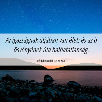 Picture 06 - Példabeszédek 12:27 KAR - Az igazságnak útjában van élet; és az õ - Bible Verse Picture