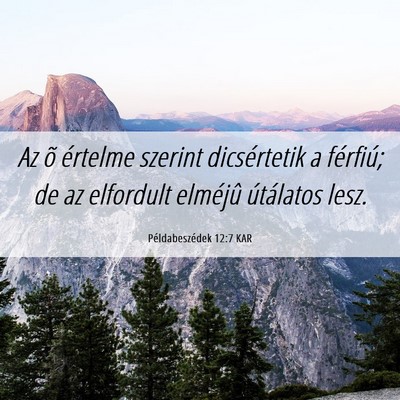 Picture 06 - Példabeszédek 12:7 KAR - Az õ értelme szerint dicsértetik a férfiú; - Bible Verse Picture