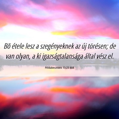 Picture 06 - Példabeszédek 13:23 KAR - Bõ étele lesz a szegényeknek az új törésen; - Bible Verse Picture