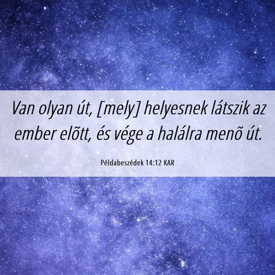 Picture 06 - Példabeszédek 14:12 KAR - Van olyan út, [mely] helyesnek látszik az ember - Bible Verse Picture