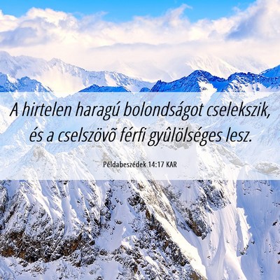 Picture 06 - Példabeszédek 14:17 KAR - A hirtelen haragú bolondságot cselekszik, és a - Bible Verse Picture