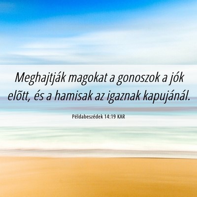 Picture 06 - Példabeszédek 14:19 KAR - Meghajtják magokat a gonoszok a jók elõtt, és - Bible Verse Picture
