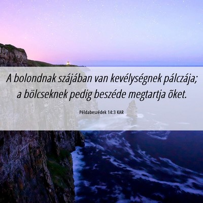 Picture 06 - Példabeszédek 14:3 KAR - A bolondnak szájában van kevélységnek - Bible Verse Picture