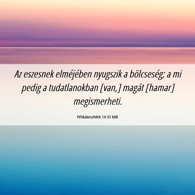 Picture 06 - Példabeszédek 14:33 KAR - Az eszesnek elméjében nyugszik a bölcseség; a - Bible Verse Picture