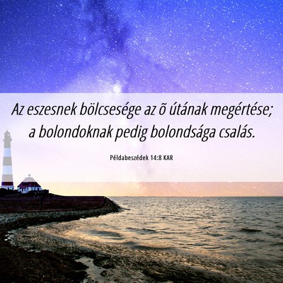 Picture 06 - Példabeszédek 14:8 KAR - Az eszesnek bölcsesége az õ útának - Bible Verse Picture
