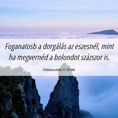 Picture 06 - Példabeszédek 17:10 KAR - Foganatosb a dorgálás az eszesnél, mint ha - Bible Verse Picture