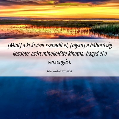 Picture 06 - Példabeszédek 17:14 KAR - [Mint] a ki árvizet szabadít el, [olyan] a - Bible Verse Picture