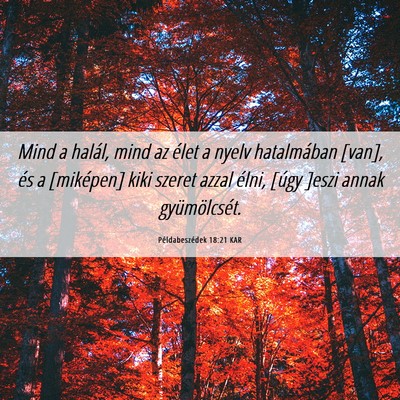 Picture 06 - Példabeszédek 18:21 KAR - Mind a halál, mind az élet a nyelv hatalmában - Bible Verse Picture