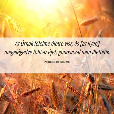 Picture 06 - Példabeszédek 19:23 KAR - Az Úrnak félelme életre visz; és [az ilyen] - Bible Verse Picture