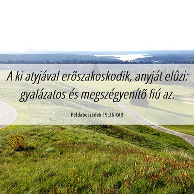 Picture 06 - Példabeszédek 19:26 KAR - A ki atyjával erõszakoskodik, anyját elûzi: - Bible Verse Picture