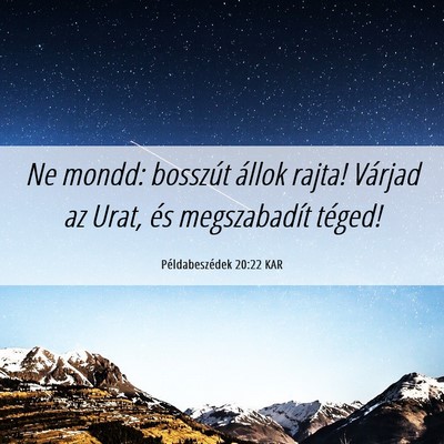 Picture 06 - Példabeszédek 20:22 KAR - Ne mondd: bosszút állok rajta! Várjad az Urat, - Bible Verse Picture