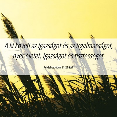 Picture 06 - Példabeszédek 21:21 KAR - A ki követi az igazságot és az irgalmasságot, - Bible Verse Picture