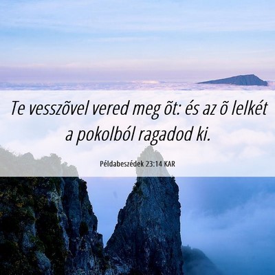 Picture 06 - Példabeszédek 23:14 KAR - Te vesszõvel vered meg õt: és az õ lelkét a - Bible Verse Picture