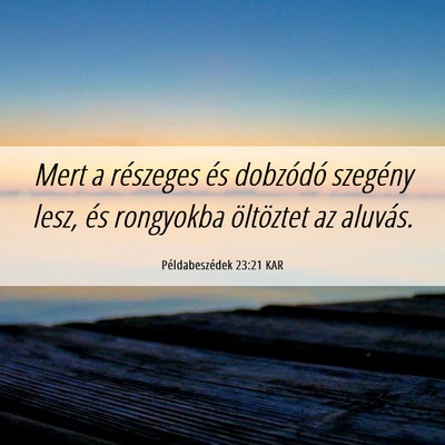 Picture 06 - Példabeszédek 23:21 KAR - Mert a részeges és dobzódó szegény lesz, és - Bible Verse Picture