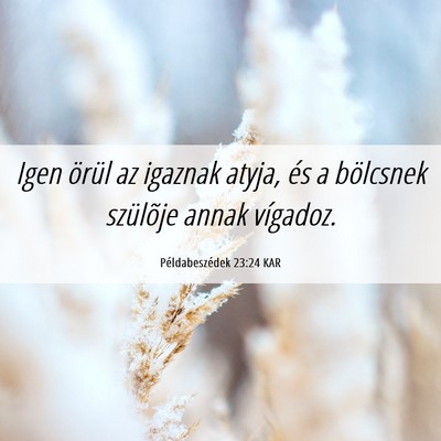 Picture 06 - Példabeszédek 23:24 KAR - Igen örül az igaznak atyja, és a bölcsnek - Bible Verse Picture