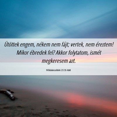 Picture 06 - Példabeszédek 23:35 KAR - Ütöttek engem, nékem nem fájt; vertek, nem - Bible Verse Picture