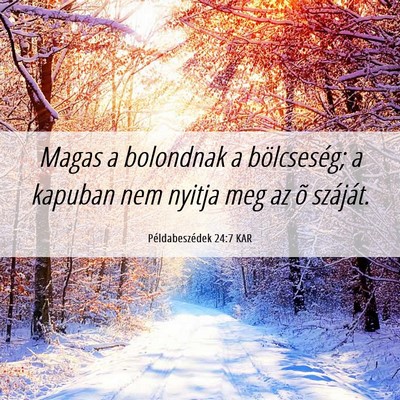 Picture 06 - Példabeszédek 24:7 KAR - Magas a bolondnak a bölcseség; a kapuban nem - Bible Verse Picture