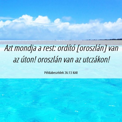 Picture 06 - Példabeszédek 26:13 KAR - Azt mondja a rest: ordító [oroszlán] van az - Bible Verse Picture