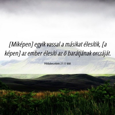 Picture 06 - Példabeszédek 27:17 KAR - [Miképen] egyik vassal a másikat élesítik, [a - Bible Verse Picture