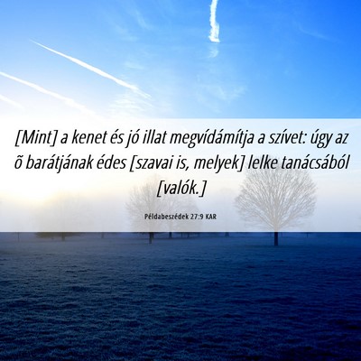 Picture 06 - Példabeszédek 27:9 KAR - [Mint] a kenet és jó illat megvídámítja a - Bible Verse Picture