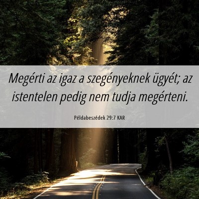 Picture 06 - Példabeszédek 29:7 KAR - Megérti az igaz a szegényeknek ügyét; az - Bible Verse Picture