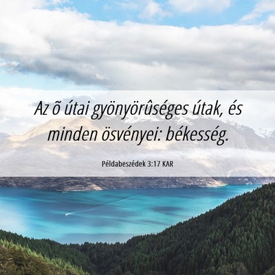 Picture 06 - Példabeszédek 3:17 KAR - Az õ útai gyönyörûséges útak, és minden - Bible Verse Picture