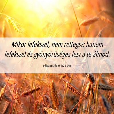 Picture 06 - Példabeszédek 3:24 KAR - Mikor lefekszel, nem rettegsz; hanem lefekszel - Bible Verse Picture