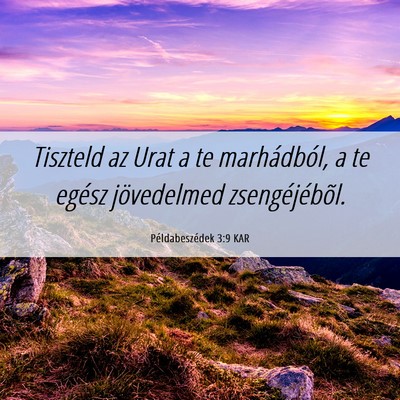 Picture 06 - Példabeszédek 3:9 KAR - Tiszteld az Urat a te marhádból, a te egész - Bible Verse Picture